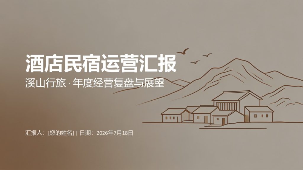图片[1]-轻奢静谧风酒店民宿运营汇报 PPT 模板，专业复盘必备【免费下载】