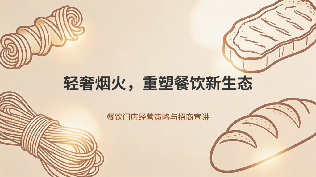 图片[1]-轻奢烟火风餐饮门店经营 PPT 模板 焦糖棕米白门店复盘招商课件【免费下载】