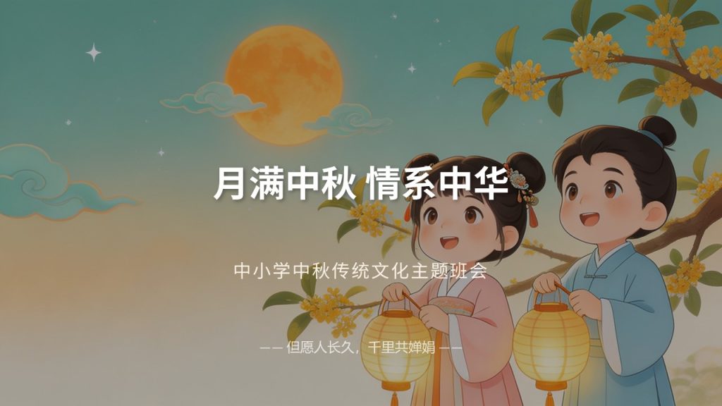 图片[1]-中小学中秋传统文化主题班会 PPT 童趣国风完整版免费下载