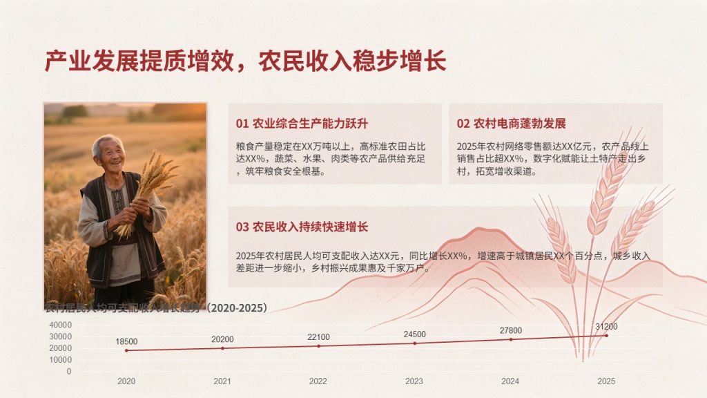 图片[10]-乡村振兴工作专题汇报 PPT 模板 党政简约深红藏青工作汇报课件免费下载