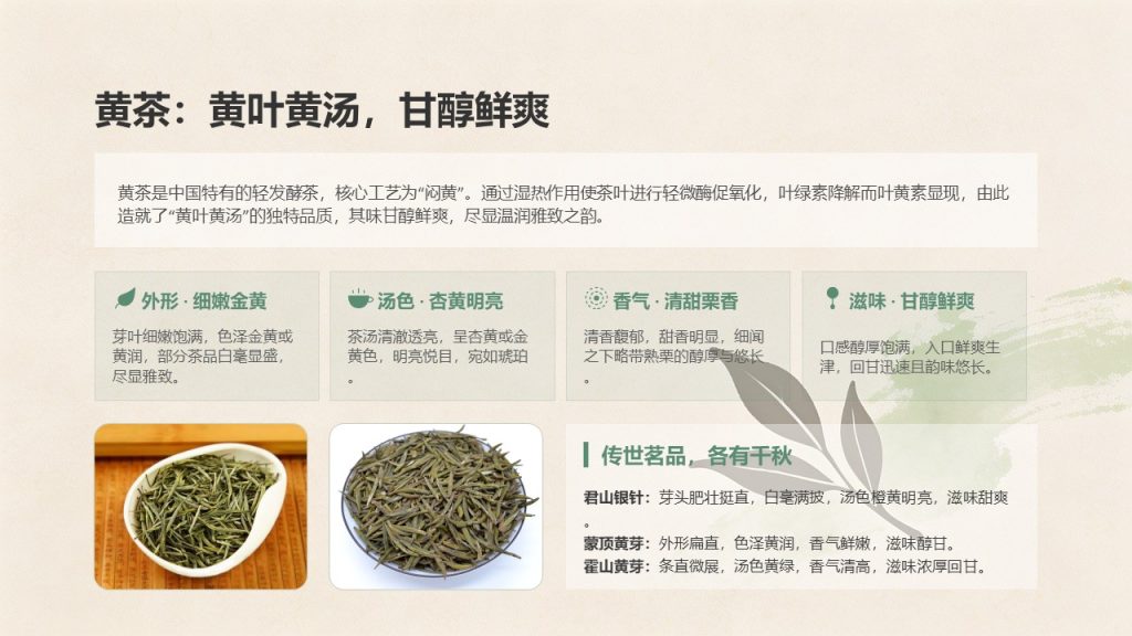 图片[10]-国风淡雅茶文化科普 PPT 模板｜茶绿米杏配色 茶叶分类饮茶礼仪茶具茶俗完整课件免费下载