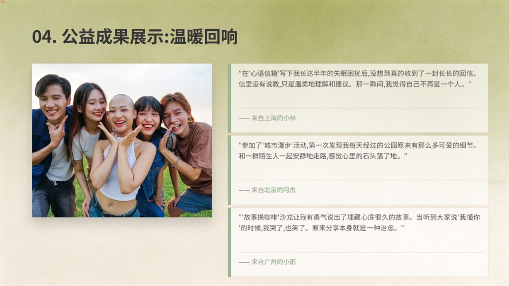 图片[11]-温暖治愈公益宣讲 PPT 心田计划清新暖绿米白志愿活动课件