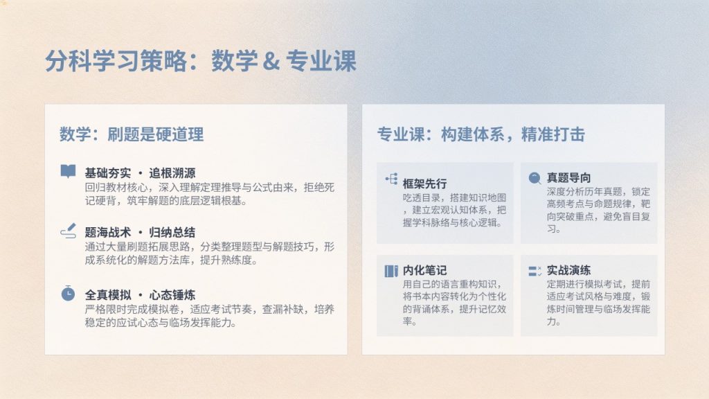 图片[9]-干净励志雾霾蓝浅杏色考研备考经验分享 PPT模板免费下载