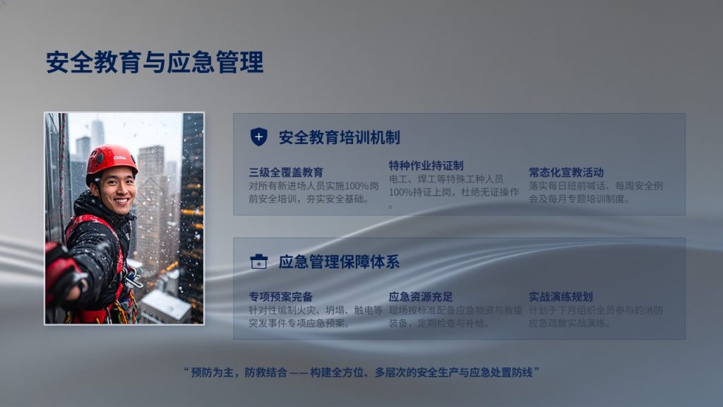 图片[12]-严谨工业商务风工程施工汇报PPT 藏蓝深灰项目进度安全造价课件【免费下载】