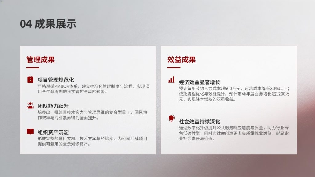 图片[12]-项目竣工验收成果汇报 PPT 模板 酒红浅灰商务竣工答辩幻灯片免费下载