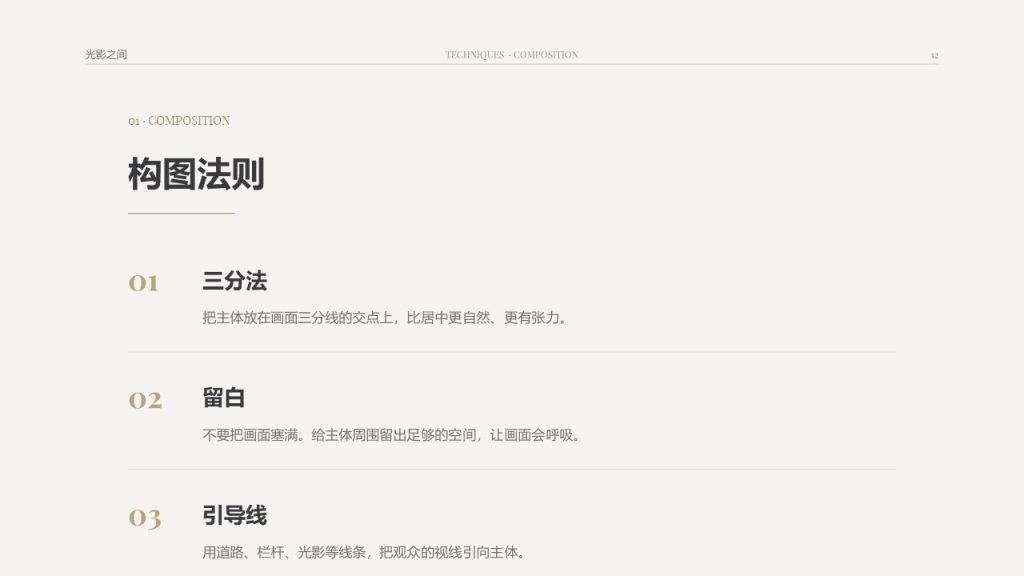 图片[12]-高级极简文艺风摄影作品分享 PPT 冷灰浅香槟留白作品集模板