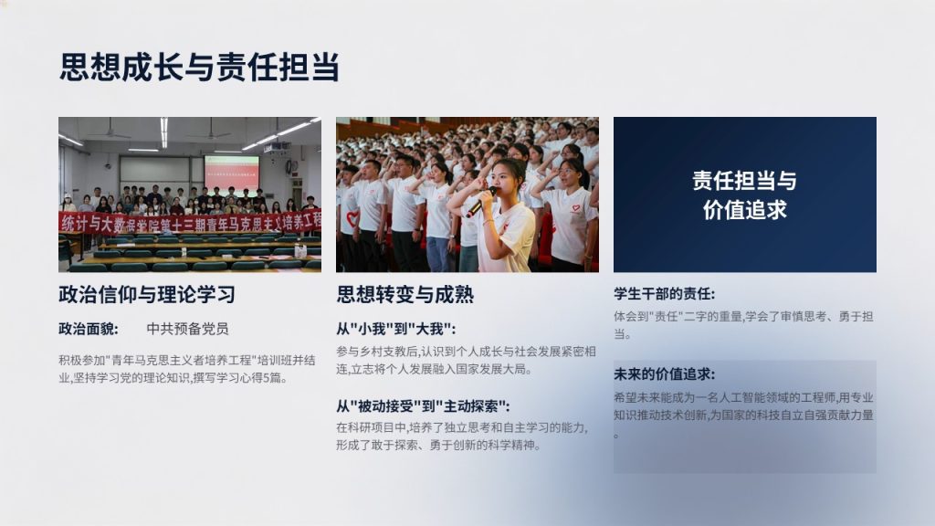 图片[13]-简约沉稳藏蓝学生评优答辩 PPT 高校奖学金优秀干部竞选答辩模板