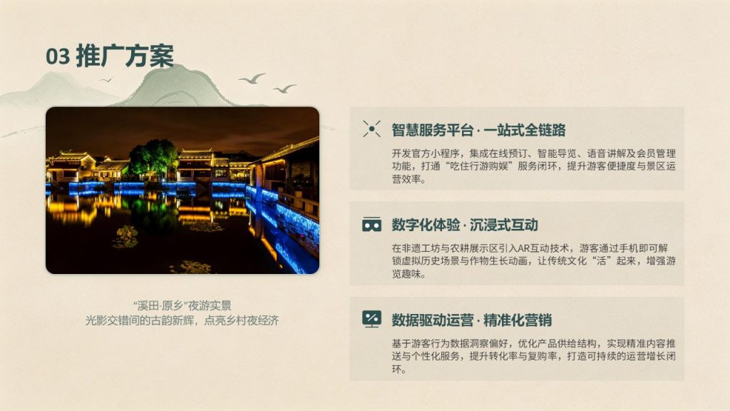 图片[13]-森绿卡其国风乡村旅游项目推广策划 PPT 模板 简约山水矢量乡村文旅方案免费下载