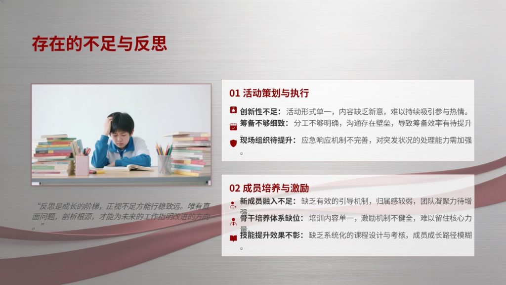图片[13]-酒红浅银灰校园正式风社团换届述职报告 PPT 完整版免费下载