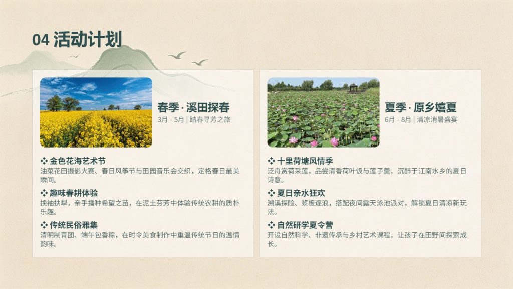 图片[14]-森绿卡其国风乡村旅游项目推广策划 PPT 模板 简约山水矢量乡村文旅方案免费下载