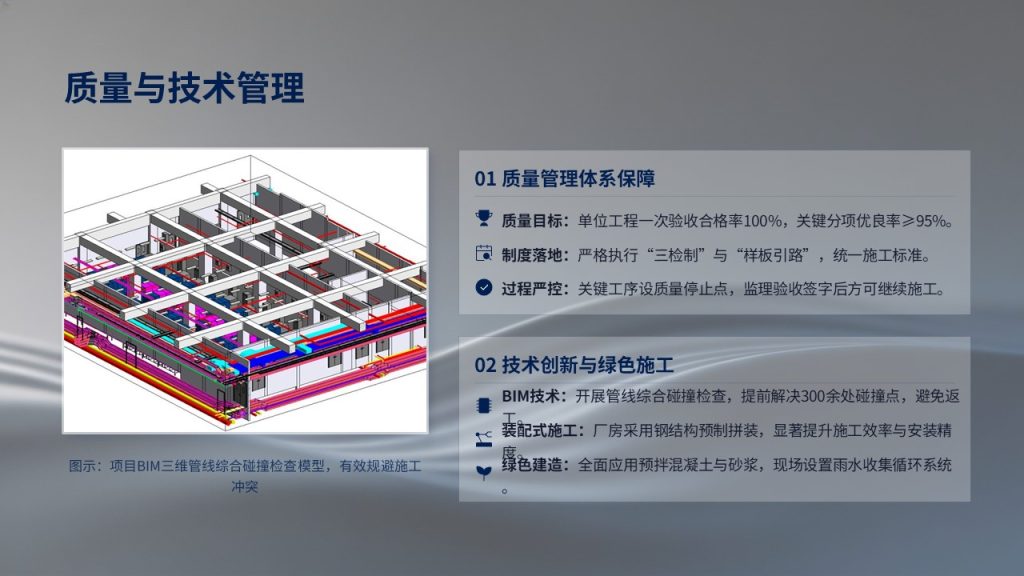 图片[16]-严谨工业商务风工程施工汇报PPT 藏蓝深灰项目进度安全造价课件【免费下载】