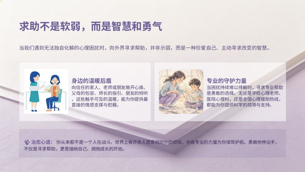 图片[16]-淡紫奶白治愈风青少年心理健康科普 PPT 完整版免费无水印下载