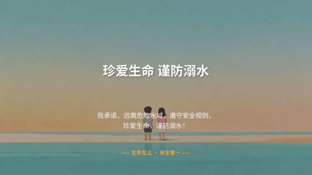 图片[18]-中小学校园防溺水安全教育 PPT 湖蓝橘黄警示风主题班会课件免费下载