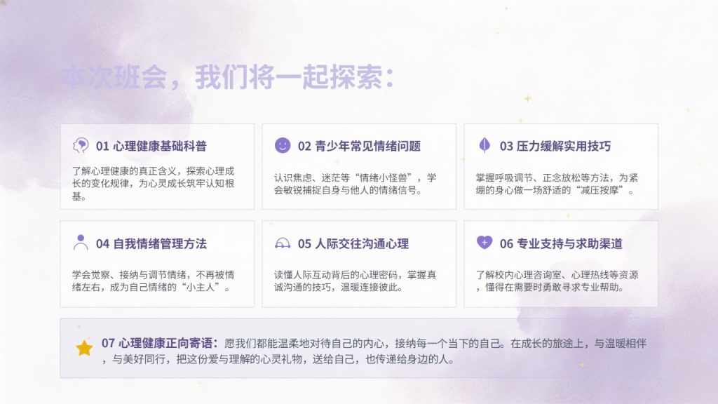 图片[2]-治愈系青少年心理健康教育 PPT 模板，主题班会必备【免费下载】