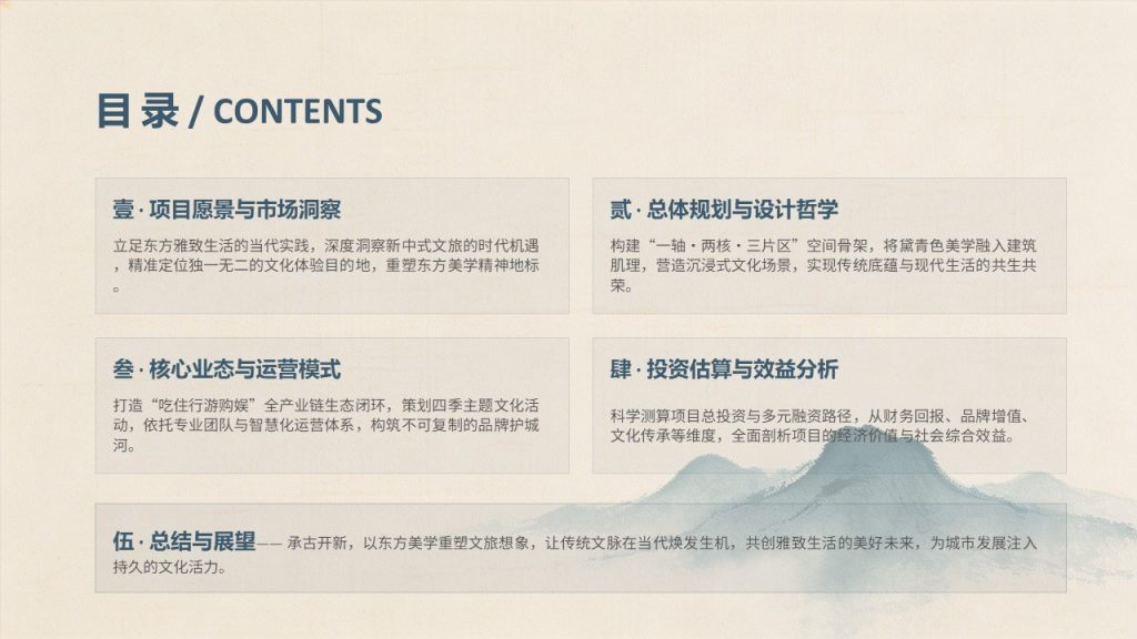 图片[2]-黛青色中式文旅项目方案 PPT 高级新中式古镇文旅规划汇报免费下载