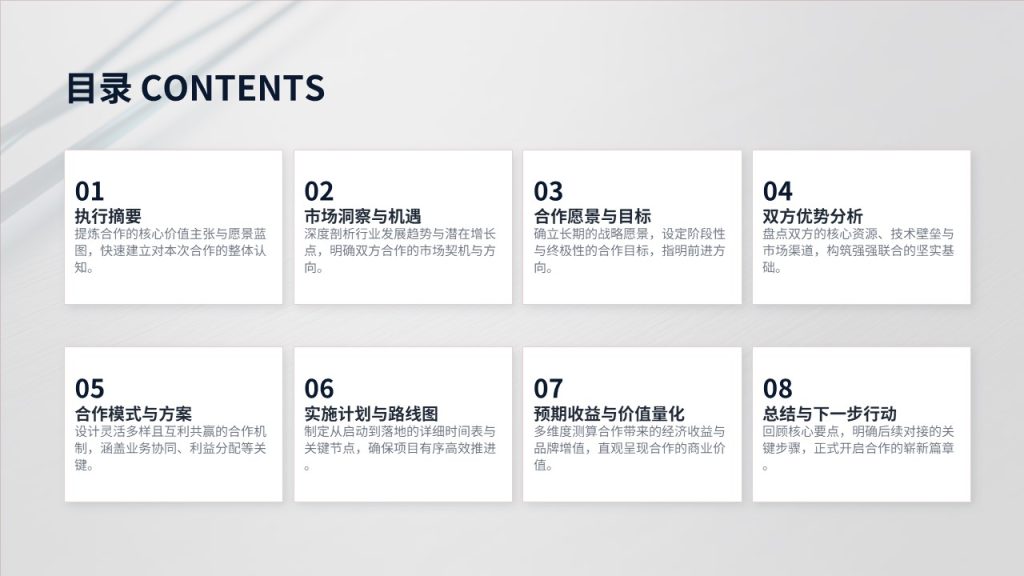 图片[2]-藏青客户合作洽谈方案 PPT 商务合作谈判通用模板免费下载