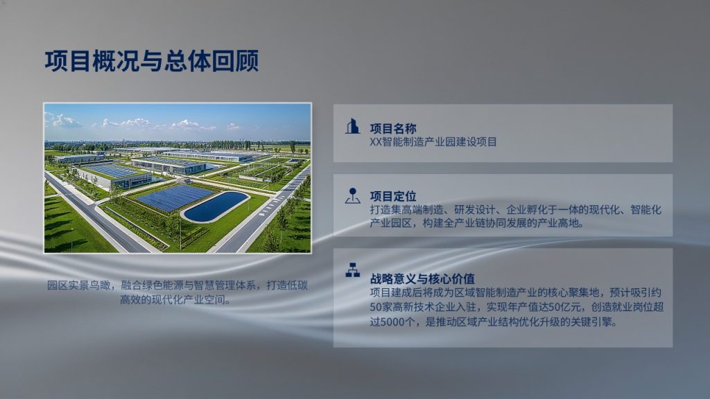 图片[2]-严谨工业商务风工程施工汇报PPT 藏蓝深灰项目进度安全造价课件【免费下载】