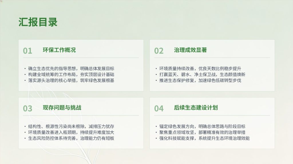 图片[2]-生态环境保护工作汇报 PPT 模板 简约绿色风环保工作总结课件免费下载