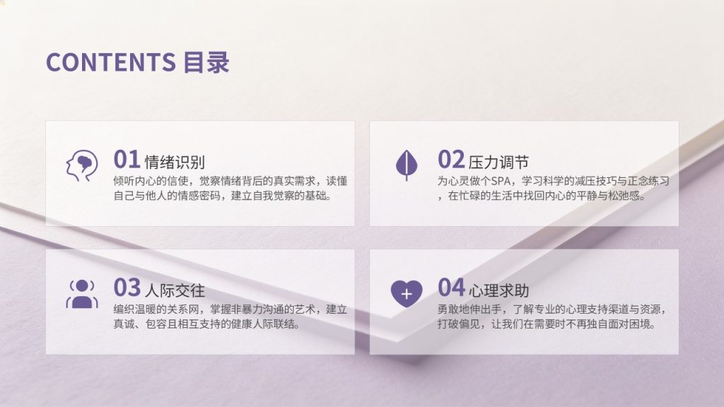 图片[2]-淡紫奶白治愈风青少年心理健康科普 PPT 完整版免费无水印下载