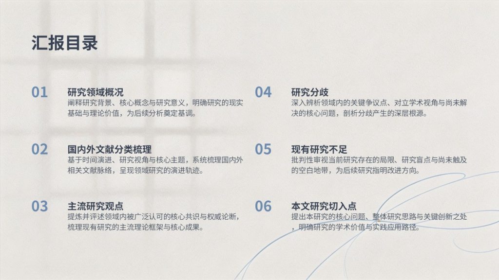 图片[2]-极简学术风文献综述汇报 PPT 研究生专用炭灰雾霾蓝综述答辩模板免费下载