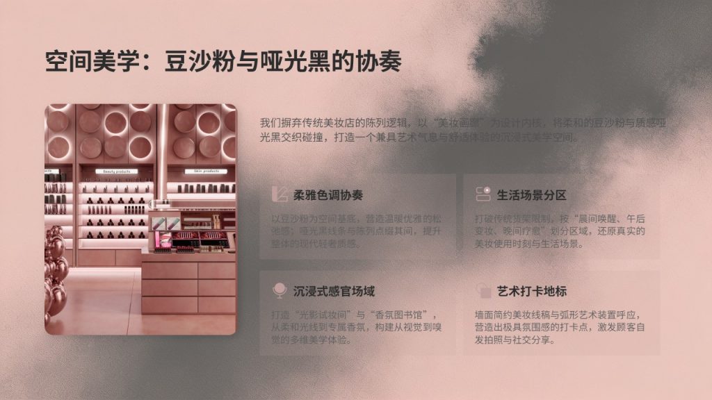 图片[3]-ins 轻奢风美妆实体店运营汇报 PPT 模板 豆沙粉哑光黑配色【免费下载】