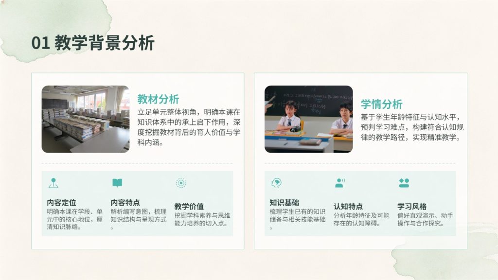 图片[3]-清新薄荷绿中小学公开课教学设计 PPT 简约护眼课堂教学课件免费下载