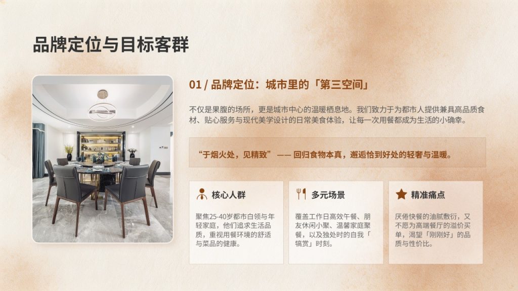图片[4]-轻奢烟火风餐饮门店经营 PPT 模板 焦糖棕米白门店复盘招商课件【免费下载】