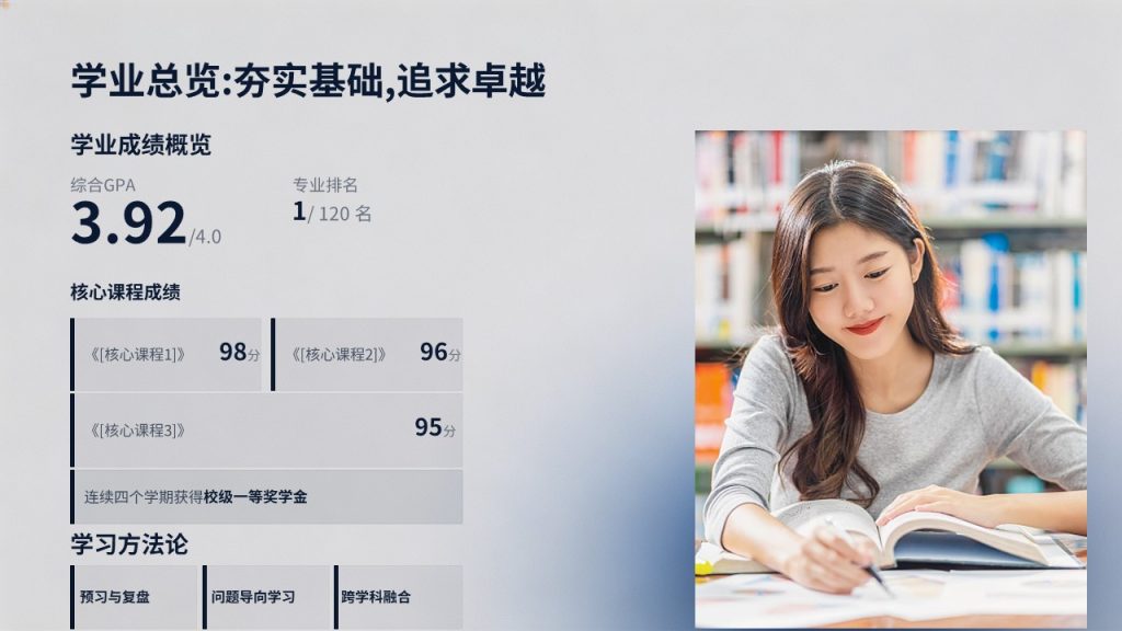 图片[4]-简约沉稳藏蓝学生评优答辩 PPT 高校奖学金优秀干部竞选答辩模板