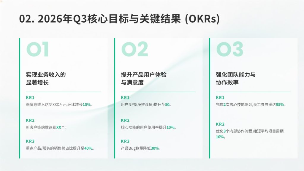 图片[5]-蓝绿色季度部门规划 PPT 模板免费下载 简约活力商务工作计划汇报