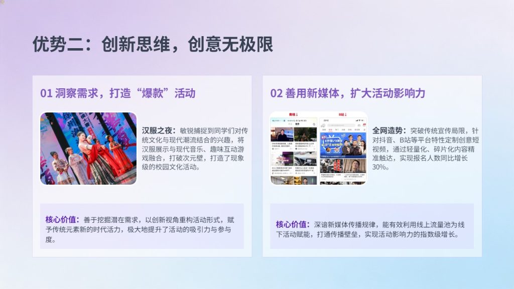 图片[6]-浅紫浅蓝渐变青春学生会竞选 PPT 模板 高校社团干部竞选免费下载