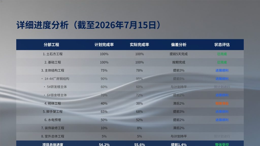 图片[7]-严谨工业商务风工程施工汇报PPT 藏蓝深灰项目进度安全造价课件【免费下载】