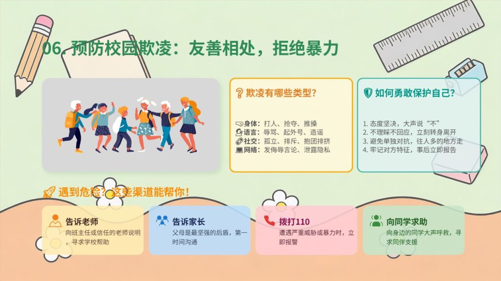 图片[8]-中小学通用校园安全教育阳光童趣版 PPT 模板【免费下载】