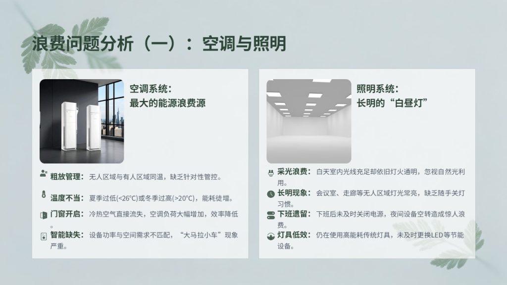 图片[8]-简约环保风办公室节能降耗专题汇报 PPT 模板 墨绿浅灰蓝工作汇报免费下载