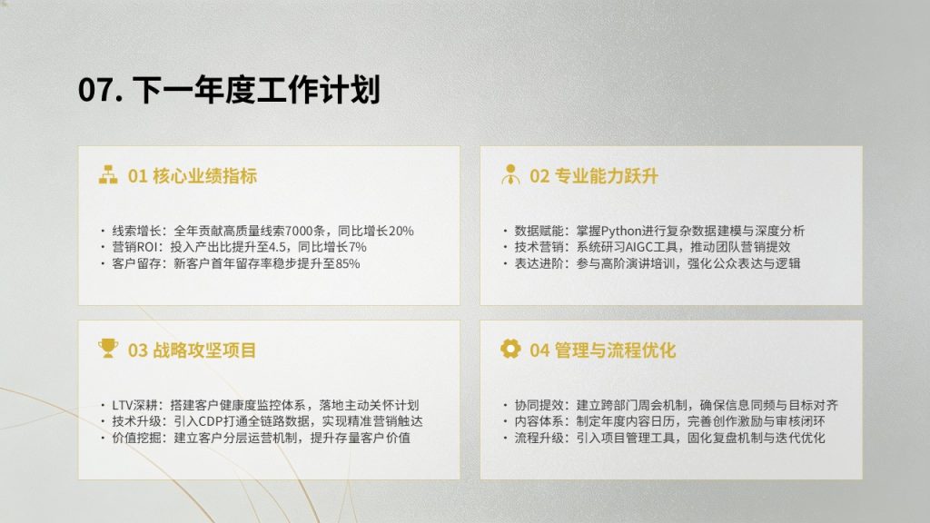 图片[9]-高端极简商务风年终个人述职报告 PPT 模板【免费下载】
