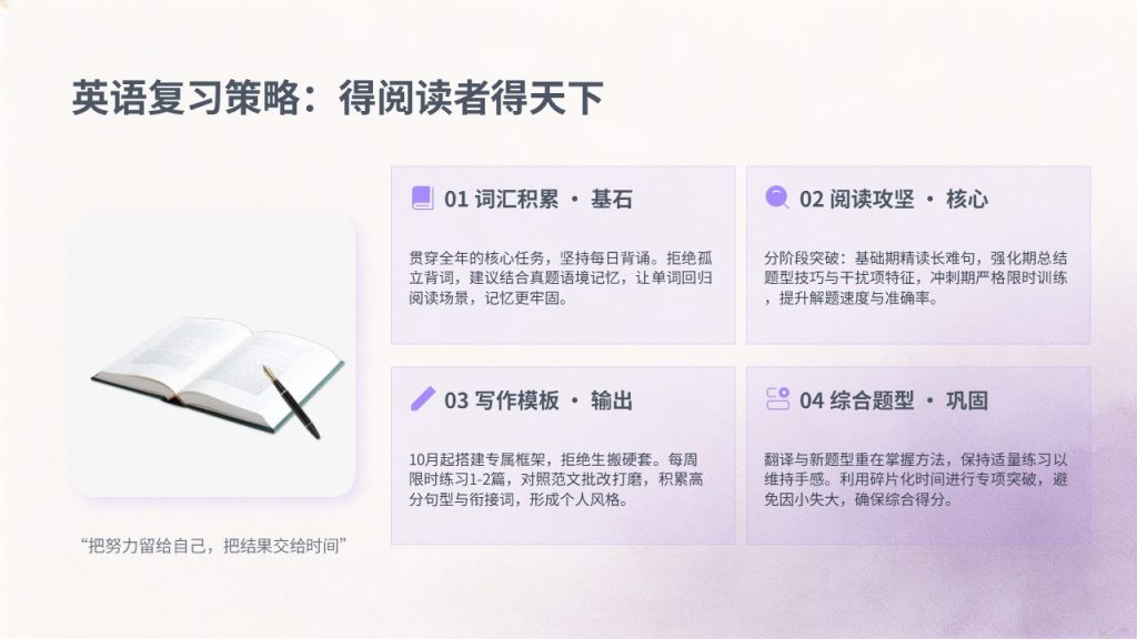 图片[9]-简约薰衣草紫考研备考规划经验分享 PPT 青春励志考研复习全套课件