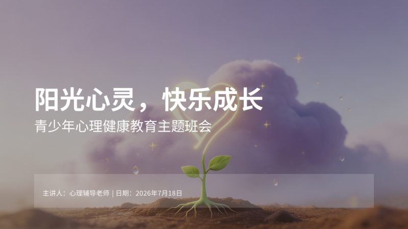 治愈系青少年心理健康教育 PPT 模板,主题班会必备【免费下载】-优素材