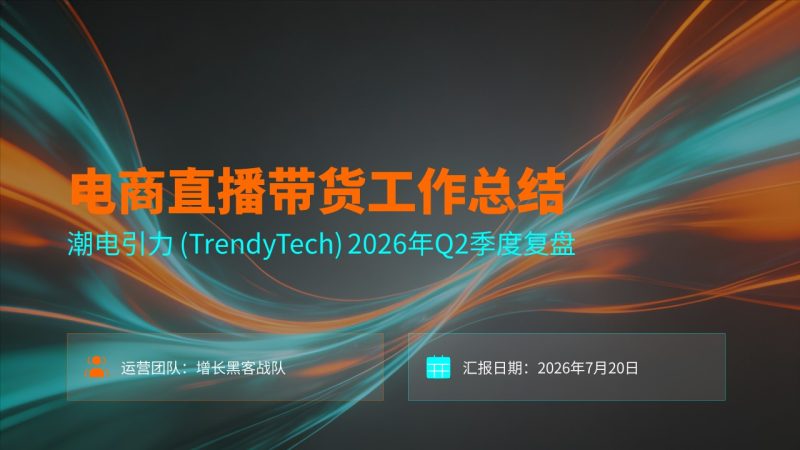 潮流互联网风电商直播带货工作总结 PPT 模板,数据可视化必备-优素材