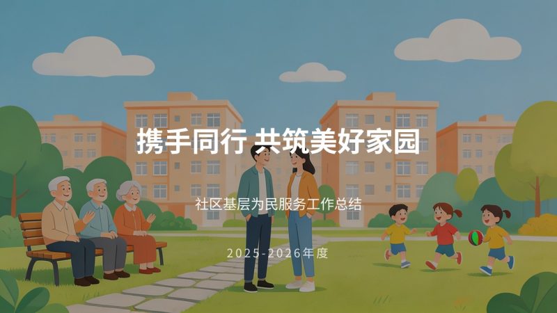 社区基层为民服务工作总结 PPT 模板 温暖亲民简约风免费下载-优素材