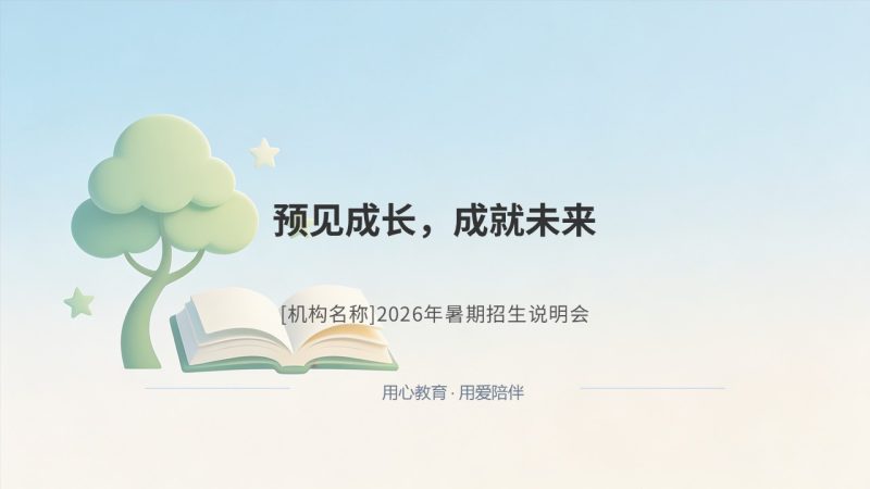少儿培训机构招生宣讲 PPT 模板 清新高级教育感【免费下载】-优素材