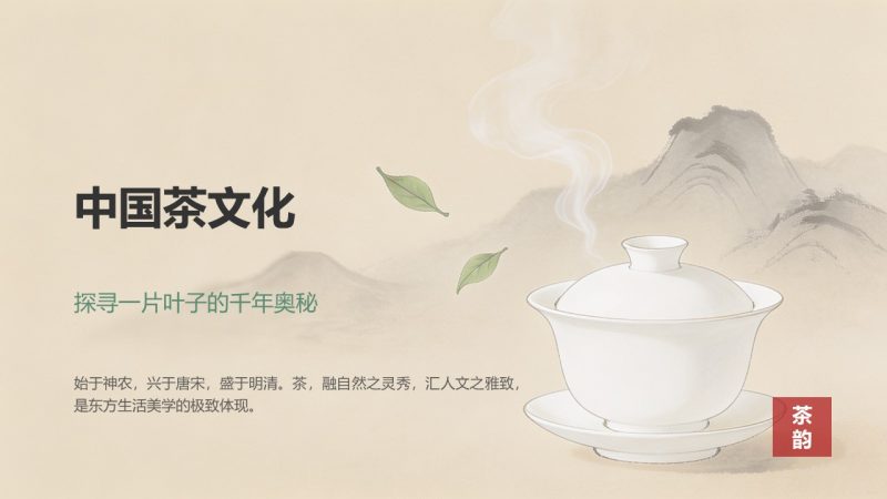 国风淡雅茶文化科普 PPT 模板|茶绿米杏配色 茶叶分类饮茶礼仪茶具茶俗完整课件免费下载-优素材