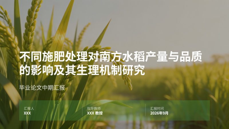 农学专业毕业论文中期汇报 PPT|草木绿米白学术风成套中期答辩 PPT 免费下载-优素材
