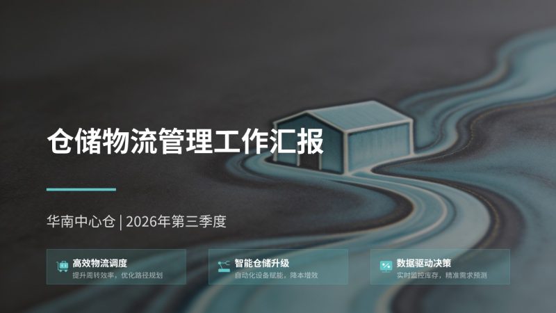 仓储物流管理工作汇报 PPT|工业简约风深炭灰浅湖蓝完整模板免费下载-优素材