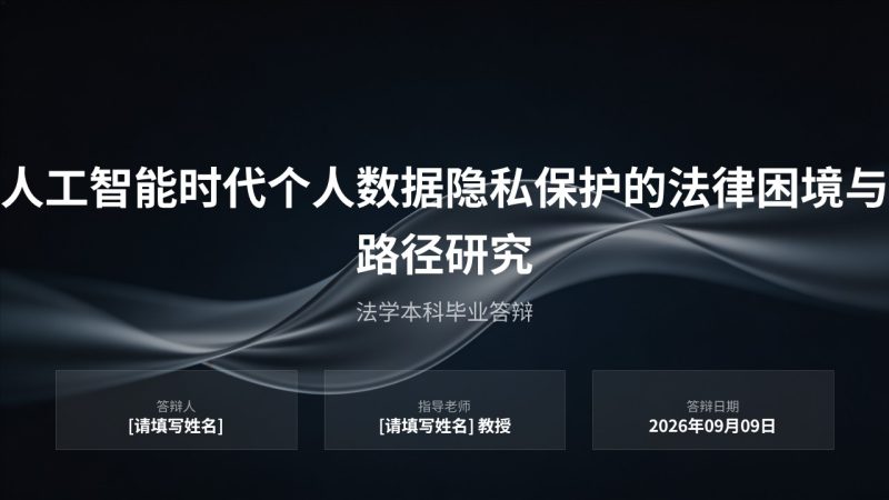 法学本科毕业论文答辩 PPT 模板 藏青冷浅灰严谨正式风完整成套免费下载-优素材