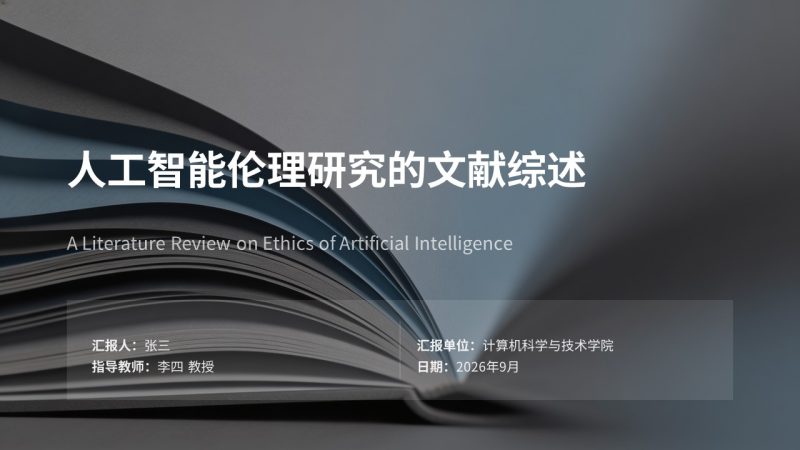 极简学术风文献综述汇报 PPT 研究生专用炭灰雾霾蓝综述答辩模板免费下载-优素材