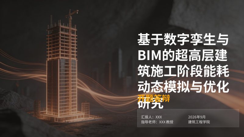深岩灰浅橙棕土木建筑工程开题答辩 PPT 理工硬朗风成套开题模板-优素材