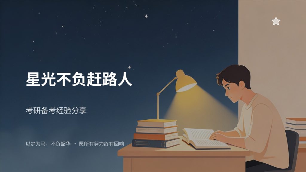 干净励志雾霾蓝浅杏色考研备考经验分享 PPT模板免费下载-优素材