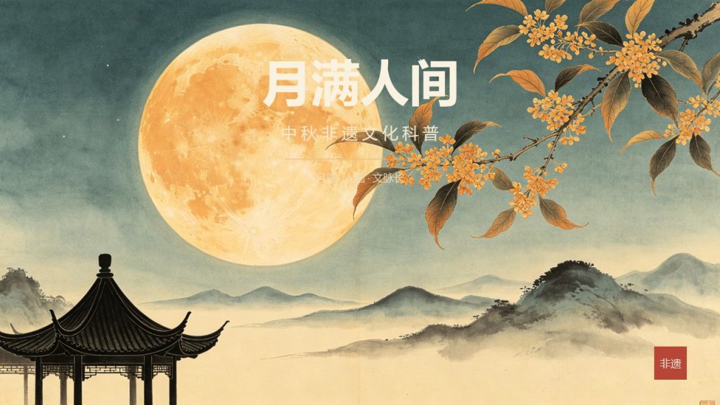 复古国画风中秋非遗文化科普免费PPT模板下载文化馆中秋宣讲课件-优素材